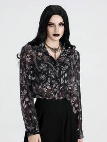 Breakform Women's Loose Chiffon Digital Floral Print Chiffon Casual Shirt - Multicolor - View 5