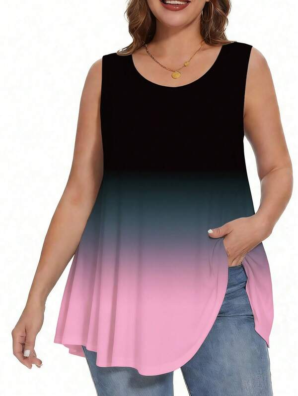 EMERY ROSE Big-Size Women's Gradient Color Casual Vest, Summer Style