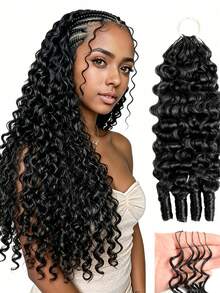 Boho Braids Miracle Knots 鉤針真人髮 捲髮 羽毛鉤針髮 預迴圈無結預分束 真人髮束 隱形 Miracle Knots 可重複使用女性鉤針真人髮 - SNatural - 查看 2