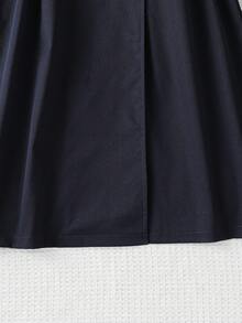 SHEIN 1件時尚女款新卡其色編織雙排扣腰帶長版大衣，適合春、秋、冬、戶外、旅行、街頭風、休閒、居家、通勤 - 藏蓝色 - 查看 5