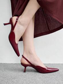 CUCCOO BIZCHIC Ladies Burgundy Elegant Outdoor Pointed Heel High Heels, Suitable For Summer Prom, Vacation And Other Occasions, Business Leisure, Spring Break - Burgundy 2 - View 7