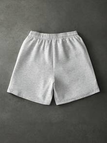 PAVTROS Men's Drawstring Waist Letter Heart Pattern Casual Versatile Daily Outing Shorts - Grey - View 2
