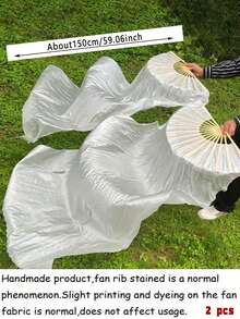 2Pcs Belly Dance Fans, Silk Tassel Bamboo Fans, Colorful Dance Props For Stage Performance & Mother's Day Gifts - Multicolor - View 16