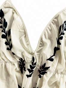 Flirla Bohemian Style Printed Beach Cami Dress - Black and White - View 3
