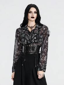 Breakform Women's Loose Chiffon Digital Floral Print Chiffon Casual Shirt - Multicolor - View 7