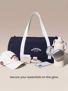 GLOWMODE Large 22L Water-Resistant GlowCarry Varsity Convertible Shoulder Crossbody Tote Bag With Interior Zipper Pocket Daily Casual Active - Navy Blue - View 3
