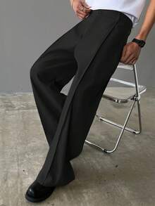 HUEFORM Pantalones anchos de unicolor versátiles y casuales para hombres, otoño - Negro - Ver 3