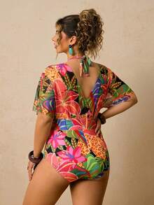 Travachic Plus Size Women Floral Print 2 In 1 Swimsuit Bathing Suits For Women Beach Outfit For Woman - Multicolor - View 2