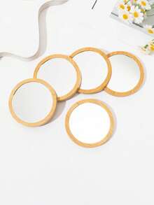 1 PC / 5 PCS / 10 PCS / 20 PCS / 68 PCS Wooden Small Round Mirror Put A Cute Little Bag Travel Girl Makeup Portable Mirror Mirror - Multicolor - View 2