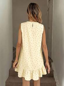 Easowa Women's Printed Mini Dress Suitable For Spring And Summer - Apricot - View 2