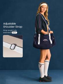 GLOWMODE Large 22L Water-Resistant GlowCarry Varsity Convertible Shoulder Crossbody Tote Bag With Interior Zipper Pocket Daily Casual Active - Navy Blue - View 5