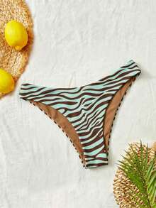 Bellisia Spaghetti Strap Zebra Print Bikini Swimwear, Summer Beach - Mint Green - View 5