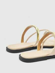 Sleekvia Sandal Jepit Luar Ruangan Wanita Nyaman, Tahan Aus, Serbaguna, Terbuat dari Logam, Cocok untuk Musim Panas - Bulu domba - Aprikot - View 6