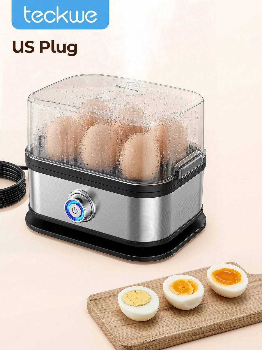 Teckwe Electric Egg Cooker US Plug, Stainless Steel Adjustable Timing Egg Steamer, Large Capacity Rapid Egg Boiler For Soft Medium Hard Boiled Eggs, Home Breakfast Cooking Machine - US A Type Plug(110-127V) - View 1