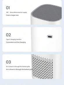 USB Powered HEPA Air Purifier With Activated Carbon Filter And Blue Ambient Night Light, Capable Of Eliminating Dust, Pet Hair, And Odors, Suitable For Compact Air Purifiers In Homes, Offices, And Cars - multicolor - View 9