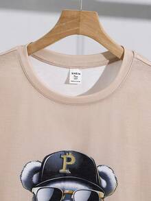 SHEIN 青少年男童卡通印花圓領短袖T恤與短褲夏季套裝 - 彩色 - 查看 6
