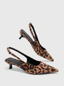 CUCCOO BIZCHIC Korean Pointed Aura Full Of Casual Style Slingback Shoes For Women's Summer New Outer Wear Kitten Heel Low Heel Non-Grinding Shoes - leopard print - View 6