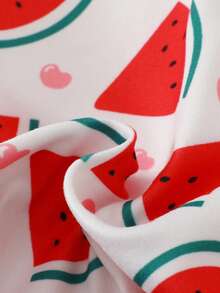 SHEIN Baby Girl Pattern Print Short Sleeve Bodysuit - Red - View 6