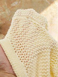 Amplova Women's Knitted 2 Pieces Set, Halter Backless Top With Starfish Shell Details, A-Line Mini Skirt White Summer Chic Boho Elegant Holiday Vacation Beach - Apricot - View 12