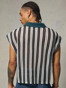 FRESIVO Men's  Casual Versatile Daily Outing Top - Black and White - View 4