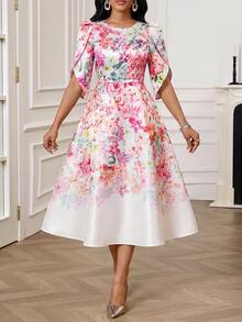 SHEIN Lady Đầm nữ họa tiết hoa phong cách thường ngày dự tiệc - Nhiều màu - Xem 1