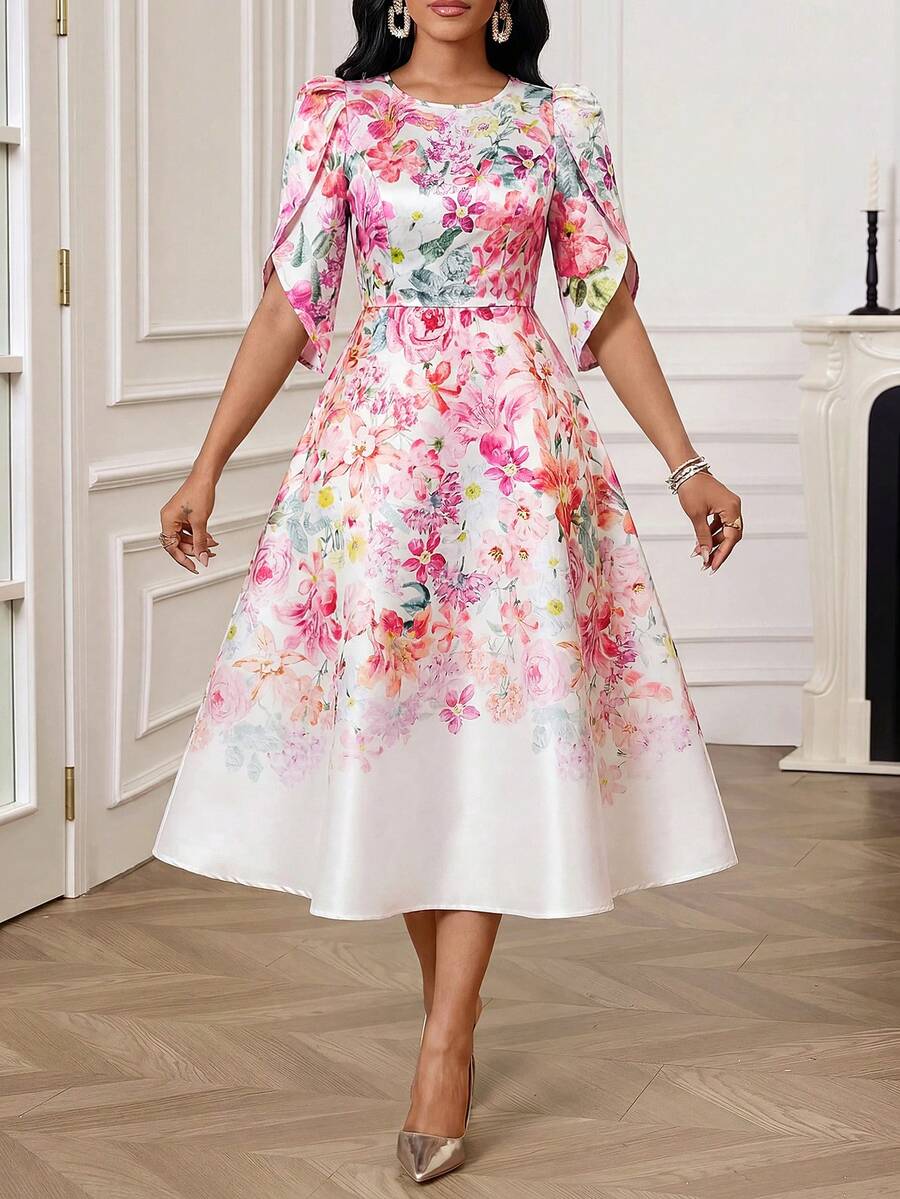 SHEIN Lady Đầm nữ họa tiết hoa phong cách thường ngày dự tiệc - Nhiều màu - Xem 1