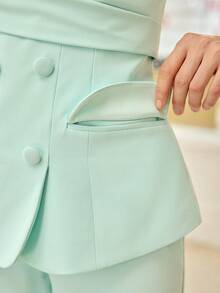MOTF PREMIUM SPRING/SUMMER WOMEN'S CASUAL DATING STRAPLESS BLAZER - Blue - View 6