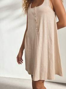 Ocili Chemise de nuit en coton confortable pour femmes - Nude - Voir 6