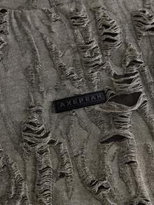 AXEPEAK 男士破洞設計圓領休閒背心 - 灰色 - 查看 3