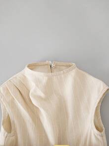 SHEIN 少女立領百褶設計休閒無袖洋裝 - 彩色 - 查看 9