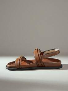 Solecia Women's New Flat Sandals, Slip-On Sandals, Slippers With Back Strap, Comfortable And Casual. Summer - Brown - View 4