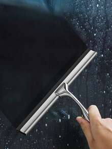 Cirelle 1pc Stainless Steel Shower Squeegee For Shower Glass Doors, Bathroom Wall & Mirror Cleaner, Professional Window Squeegee With Adhesive Hook - Multicolor - View 4