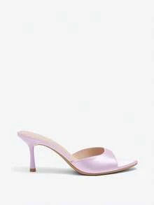 Eladyva Women's Fashion Elegant Satin Strap Open Toe Slide Sandals, Slim High Heels Suitable For Wearing With Dresses, Summer - Mauve Purple - View 8