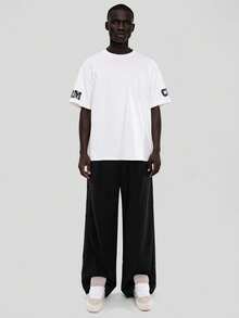 FORM&CHAOS Men's Wide Leg Glossy 3D Printed Black Pants City Break Winter Street Wear,Black Pants Men - Black - View 6