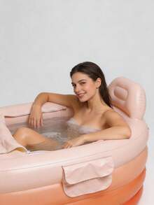 1 pieza Bañera inflable portátil para adultos con bomba de pie - Fácil de inflar y drenar, adecuada para SPA en casa, baño caliente/frío, plegable para almacenamiento - Regalo perfecto - A - Ver 4