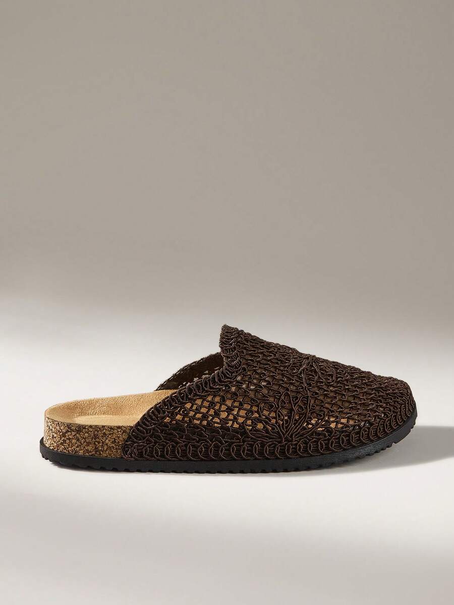 Solecia 女款圓頭手工編繩封口拖鞋,復古大方精緻,穿脫方便,軟底舒適,適合戶外工作穿著 - 棕色 - 查看 1
