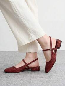 CUCCOO BIZCHIC Women's High Heel Pumps, Graduation Heel, Prom Heels For Summer Spring Shoes Spring Break Easter For Christmas Spring Shoes - Burgundy Glitter - View 5