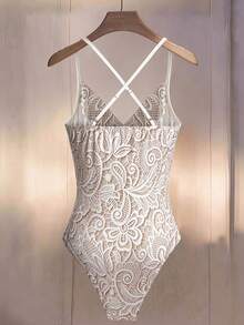 GlowEve CURVE Plus Size Women's Floral Print Casual Versatile Daily Wear Camisole Bodysuit - Apricot - View 2