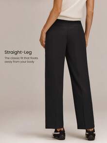 GLOWMODE Pantalones de trabajo con piernas anchas, resistentes a las arrugas y elásticos de 29", con bolsillos laterales para la oficina diaria - Negro - Ver 3