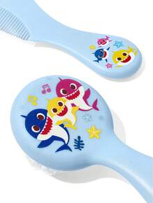 BABY SHARK X SHEIN 2 Pcs Soft  Blue Hair Brush And Comb Set,Gently Removes Hair Tangles, Preventing Cradle Cap While Keeping Baby's Soft Spot Protected,Cute Cartoon Fish - Multicolor - View 7
