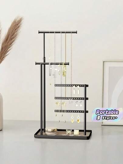1 stuk in zwart/wit/goud - Sieradenstandaard, kettinghouder met voet, oorbellenstandaard, sieradenstandaard in de vorm van een boom, displaystandaard voor armbanden, oorbellen en ringen, geschikt voor slaapkamer/etalage/evenementen/winkeldecoratie/fotodecoratie. Afneembaar en handig. Eenvoud, mode, luxe en elegantie. Moederdagcadeau