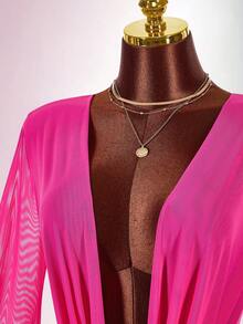 Amplova Gaun Mini Bodycon Pas Badan dengan Nuansa Bumi untuk Liburan Romantis - Hot Pink - View 4