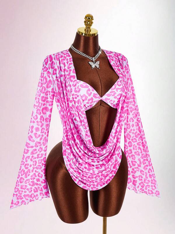 Amplova Bộ đồ bơi nữ gợi cảm phong cách avant-garde, bodysuit một mảnh mini dễ thương với cổ bèo, tay loe, cúp ngực có gọng, phong cách tối giản quyến rũ cho kỳ nghỉ hè ở bãi biển