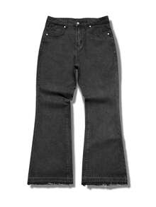 Manfinity EMRG Men's American Casual Gentlemanly Slightly Flared Design Washed Grey Jeans - Black - View 4
