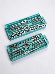 20Pcs Tap And Die Set  Tap Wrench Threading Tools Metric/Imperial Hand Tapping Tools For Metalworking Screw Thread Tap Die Tap,Tools For Men - one size fits all - View 4