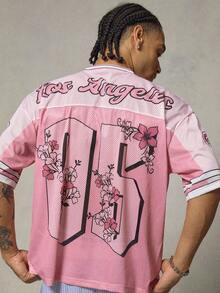 FRESIVO Men's Knitted Casual Loose Fit Short Sleeve T-Shirt, Fashionable & Everyday Wear, 2000s Style - Pink - View 4