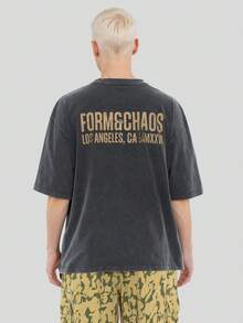 FORM&CHAOS 男士夏季復古水洗90年代短袖街頭風T恤 - 灰色 - 查看 2