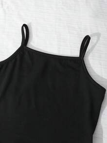 SHEIN 3件組/套 黃色長袖條紋數位印花上衣、黑色長褲、吊帶背心，適合春夏季外出穿著 - 藍色 - 查看 4