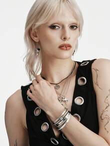 Earrings,Goth/Gothic/Punk/Grunge/Dark Gothic,Streetwear,Summer/Festival/Prom/Party,Vintage - Antique Silver - View 3