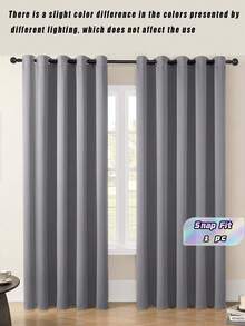 1 Piece Solid Color Full Blackout Curtain With Heat Insulation And Coated Insulated Lining, Rod Pocket Top Design, Suitable For Living Room, Bedroom, Kitchen, Bathroom And Home & Room Decoration - Multicolor - View 1